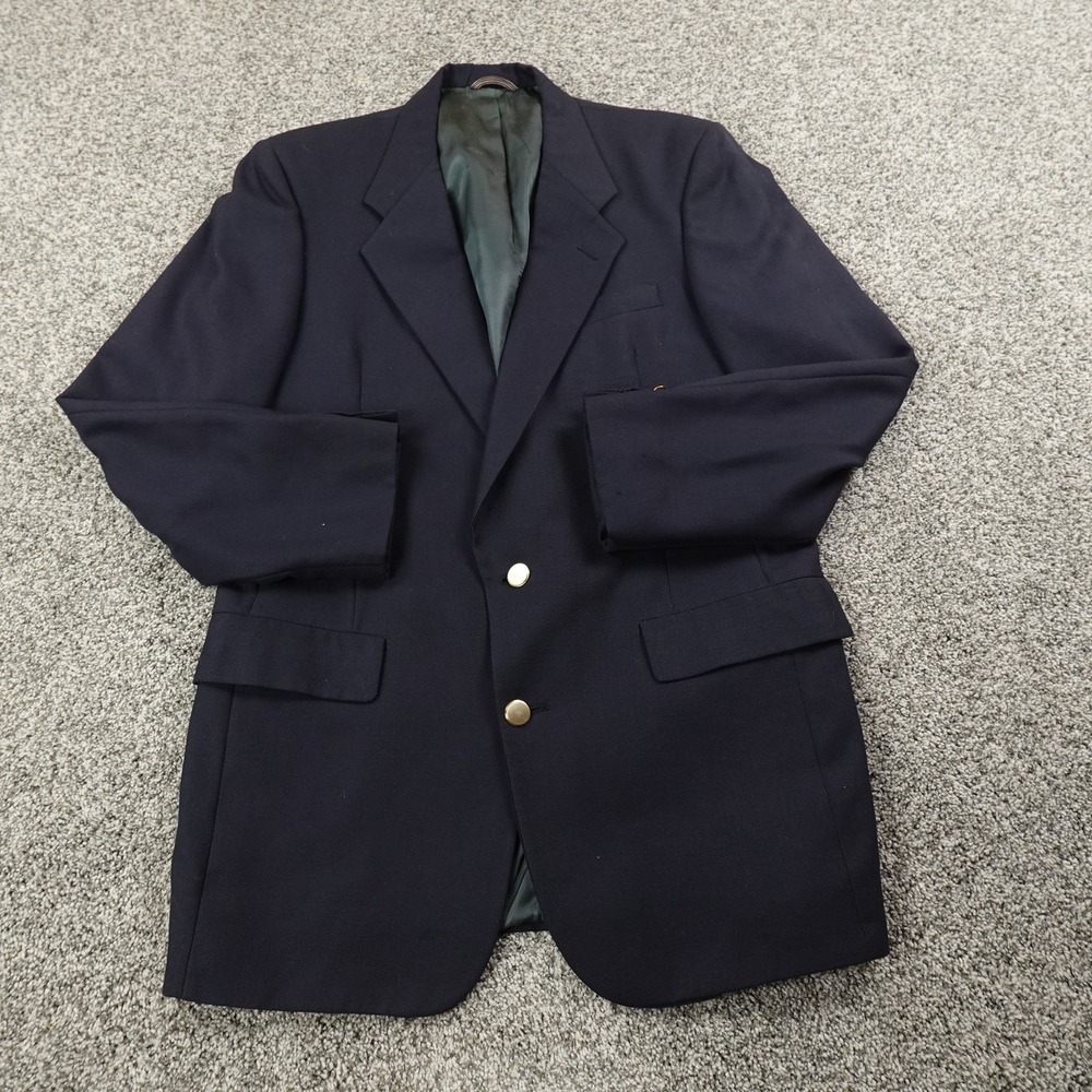 VTG Christian Dior Blazer Mens 44 Blue‎ Wool Gold Button Sport Coat Suit USA 90s
